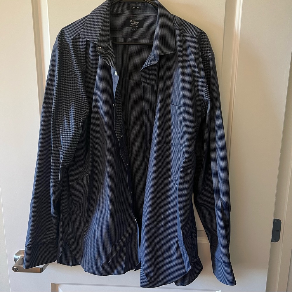 Thompson Shirtings x J. Crew navy window pane button down